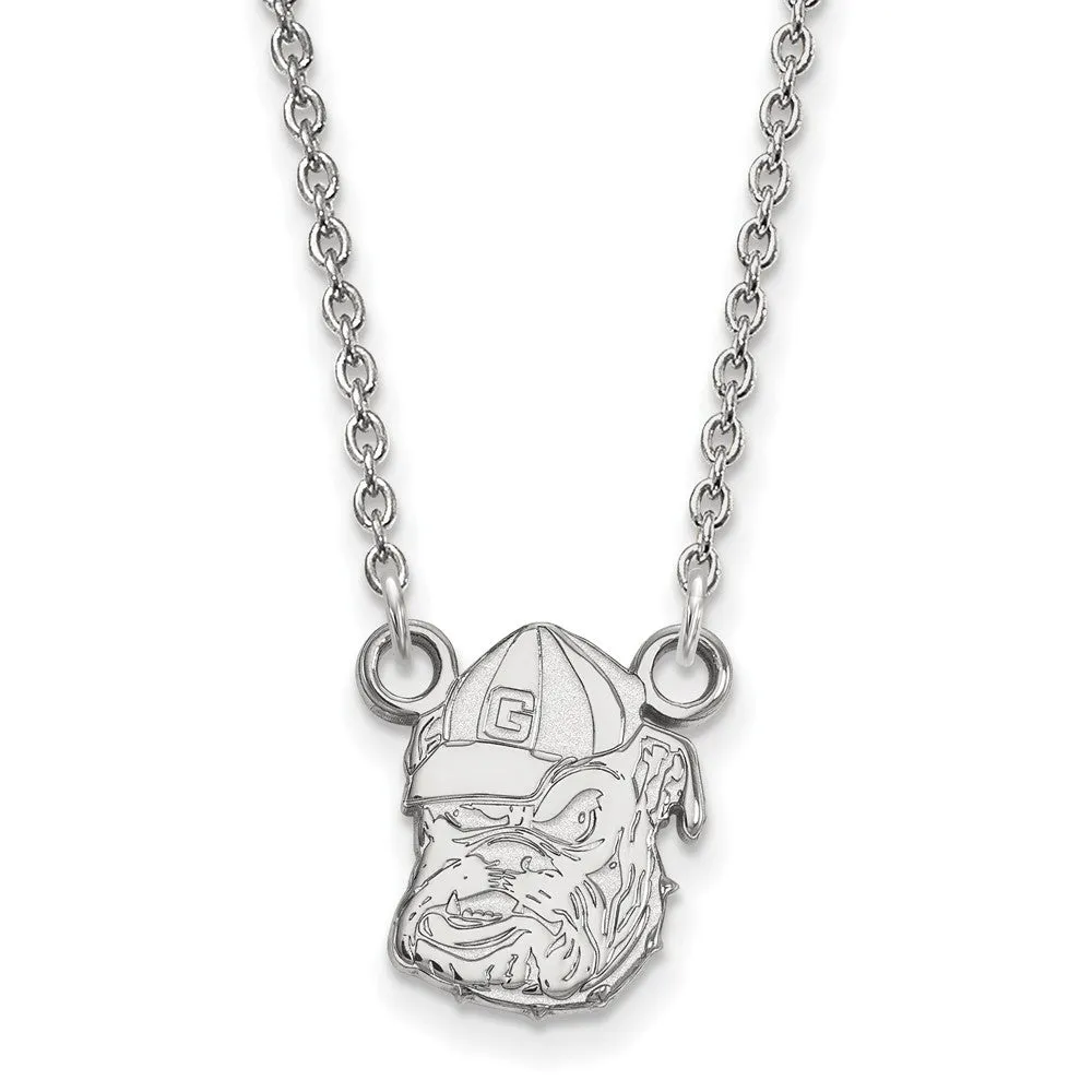 10k White Gold U of Georgia Small Bulldog Pendant Necklace