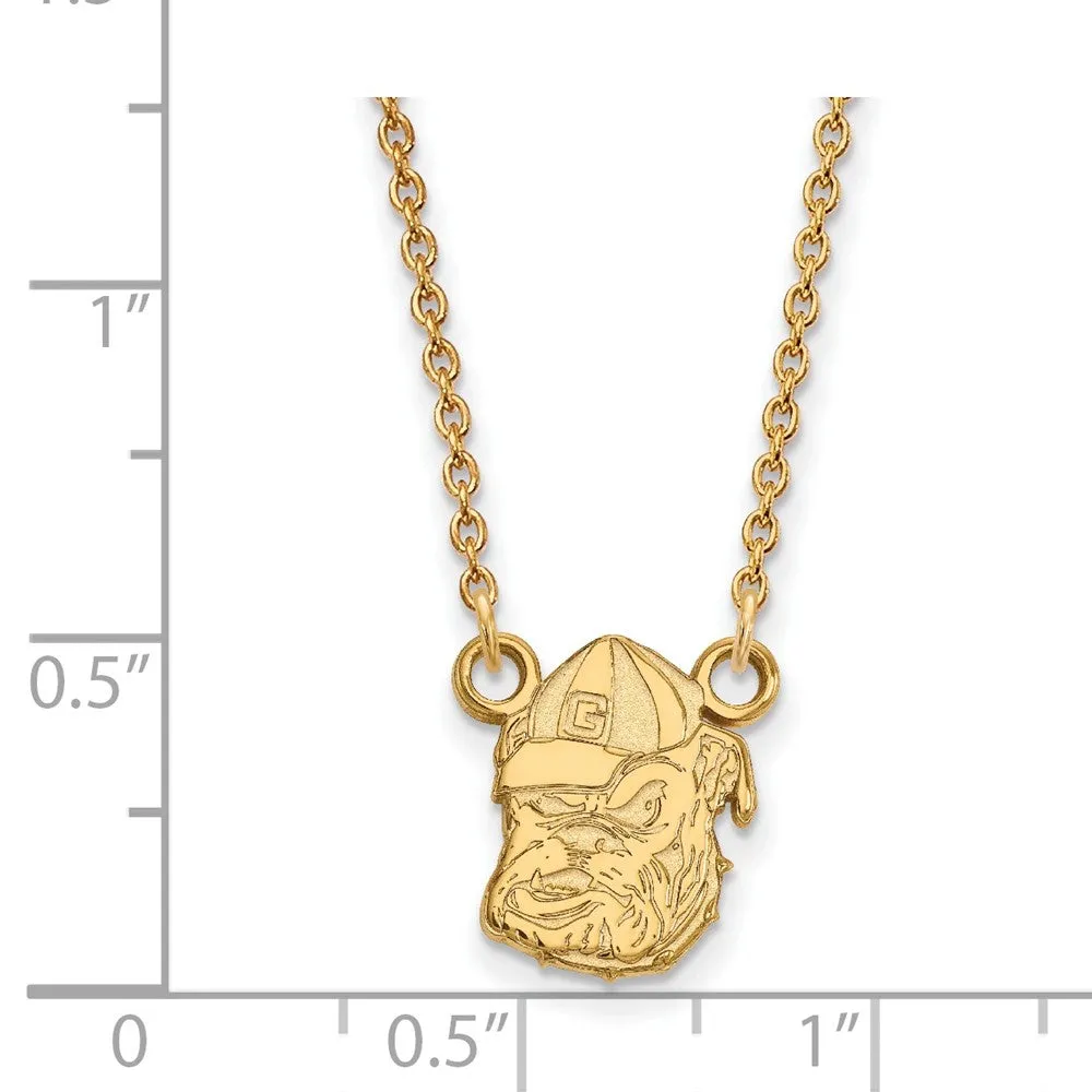 10k Yellow Gold U of Georgia Small Bulldog Pendant Necklace