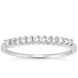 14k White Gold Raised Shared Prong Diamond Wedding Ring Band