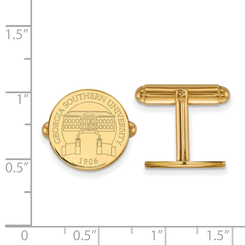 14k Yellow Gold Georgia Southern University Crest Disc Cuff Links