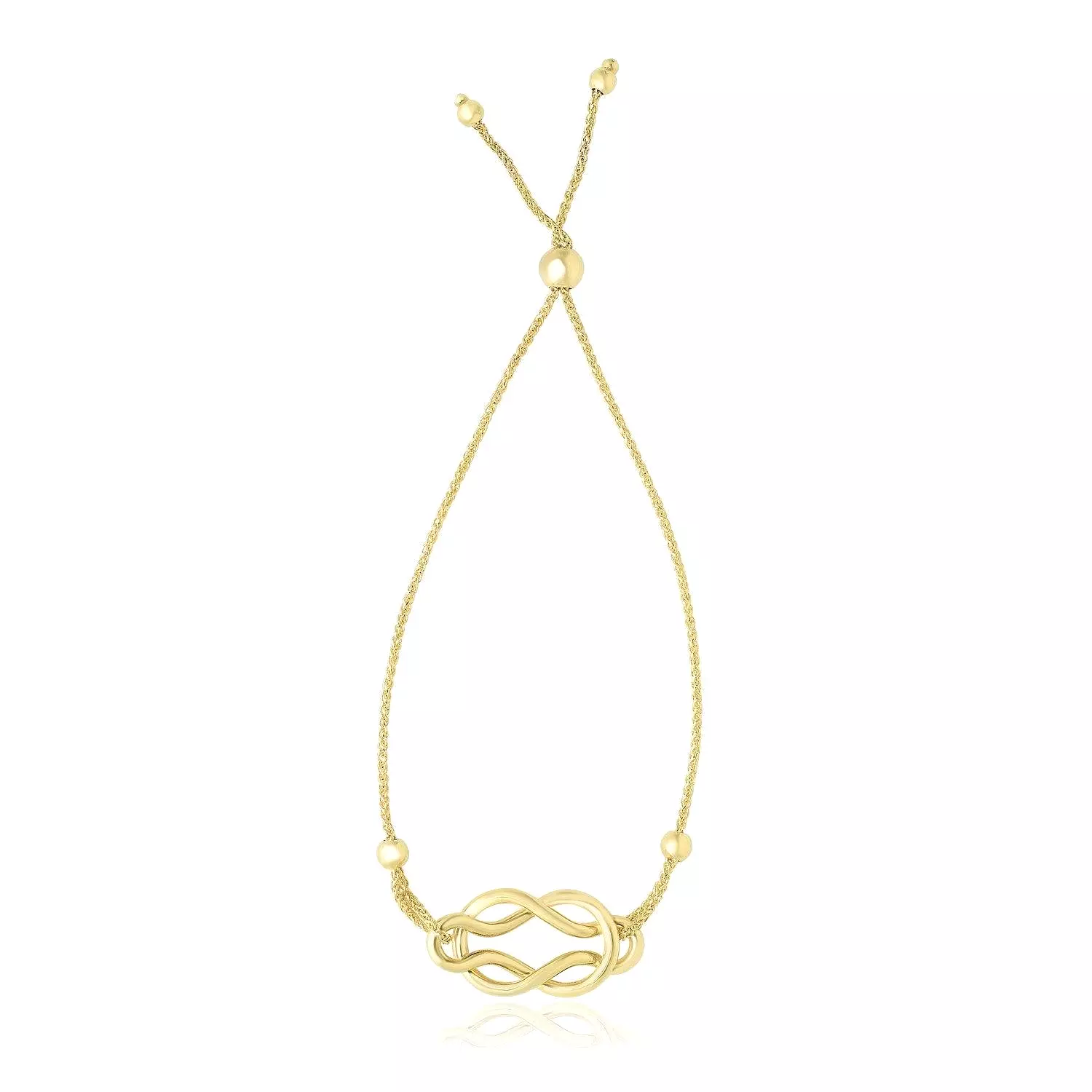 14k Yellow Gold Reef Knot Style Adjustable Lariat Bracelet