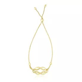 14k Yellow Gold Reef Knot Style Adjustable Lariat Bracelet