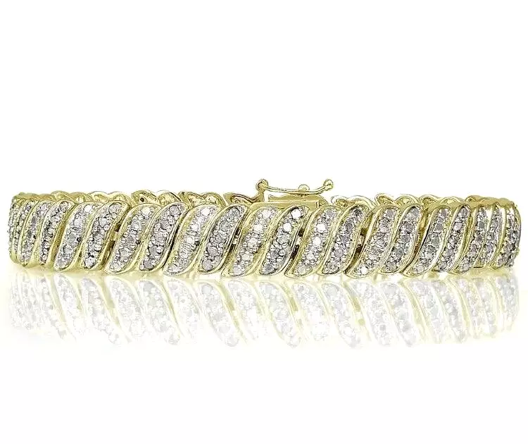 18K Gold Plated 1ct Diamond Tennis Bracelet