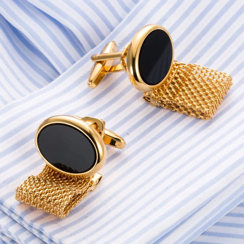 2pcs Wide Chain Round Copper Cufflinks for Men's Fashion X4484561