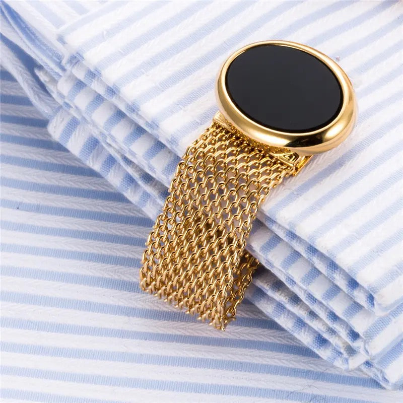 2pcs Wide Chain Round Copper Cufflinks for Men's Fashion X4484561