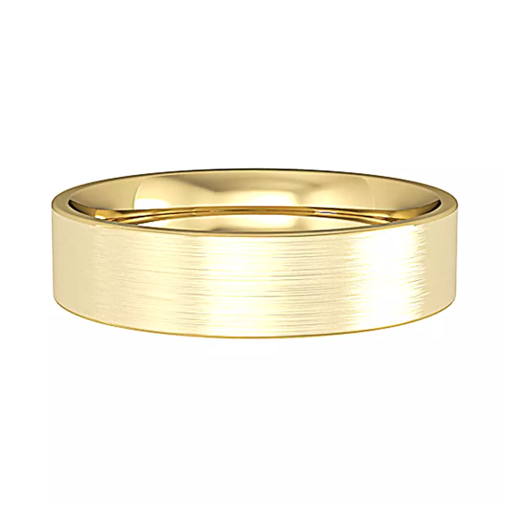 5mm Flat Court Satin Brushed Wedding Band