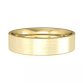 5mm Flat Court Satin Brushed Wedding Band