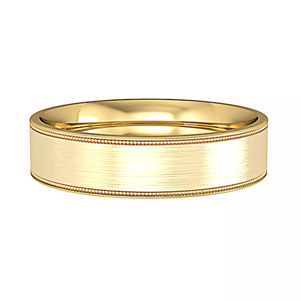 5mm Flat Court Satin Wedding Band & Mill Grain Edges