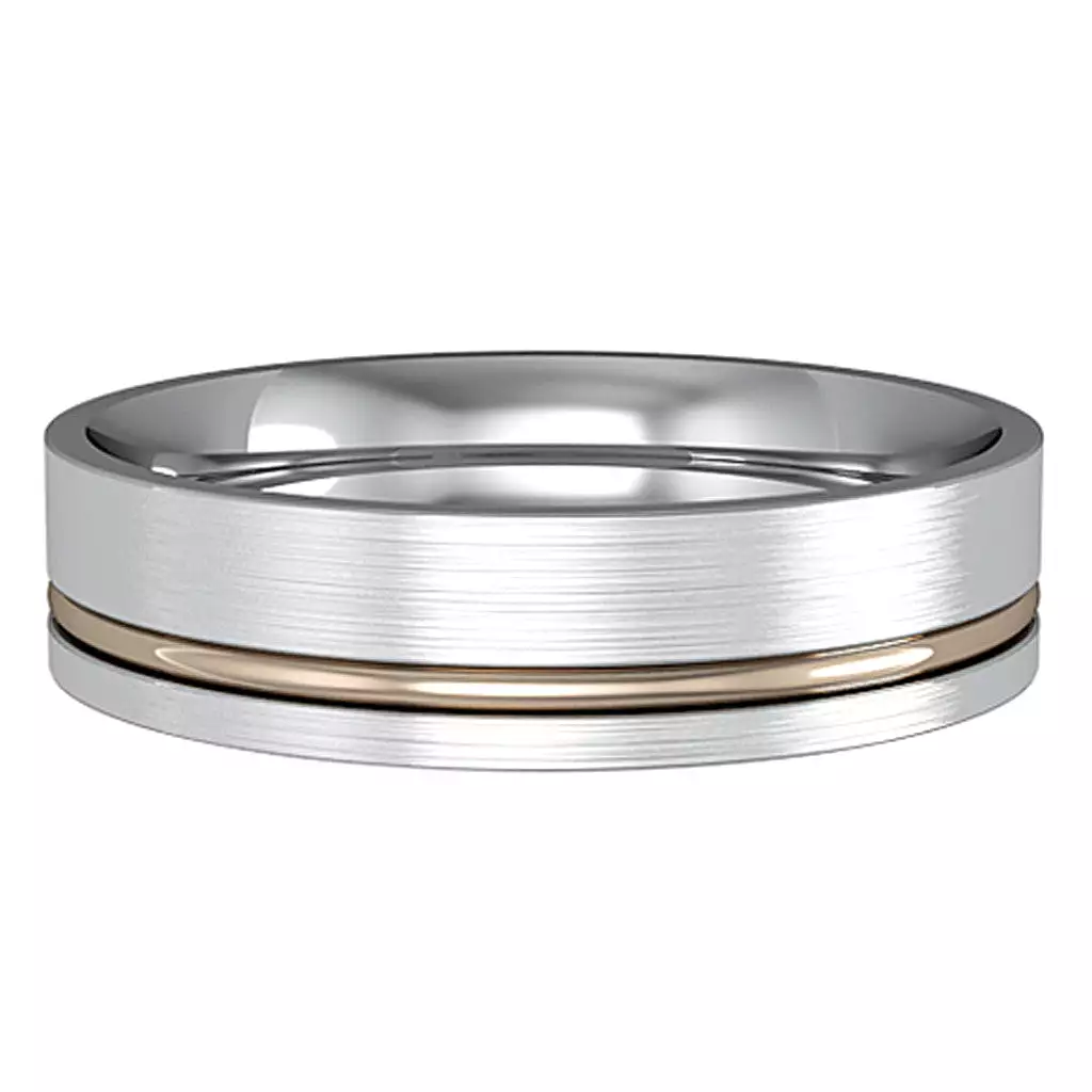 5mm Two-Colour Flat Court Satin Brushed Wedding Band