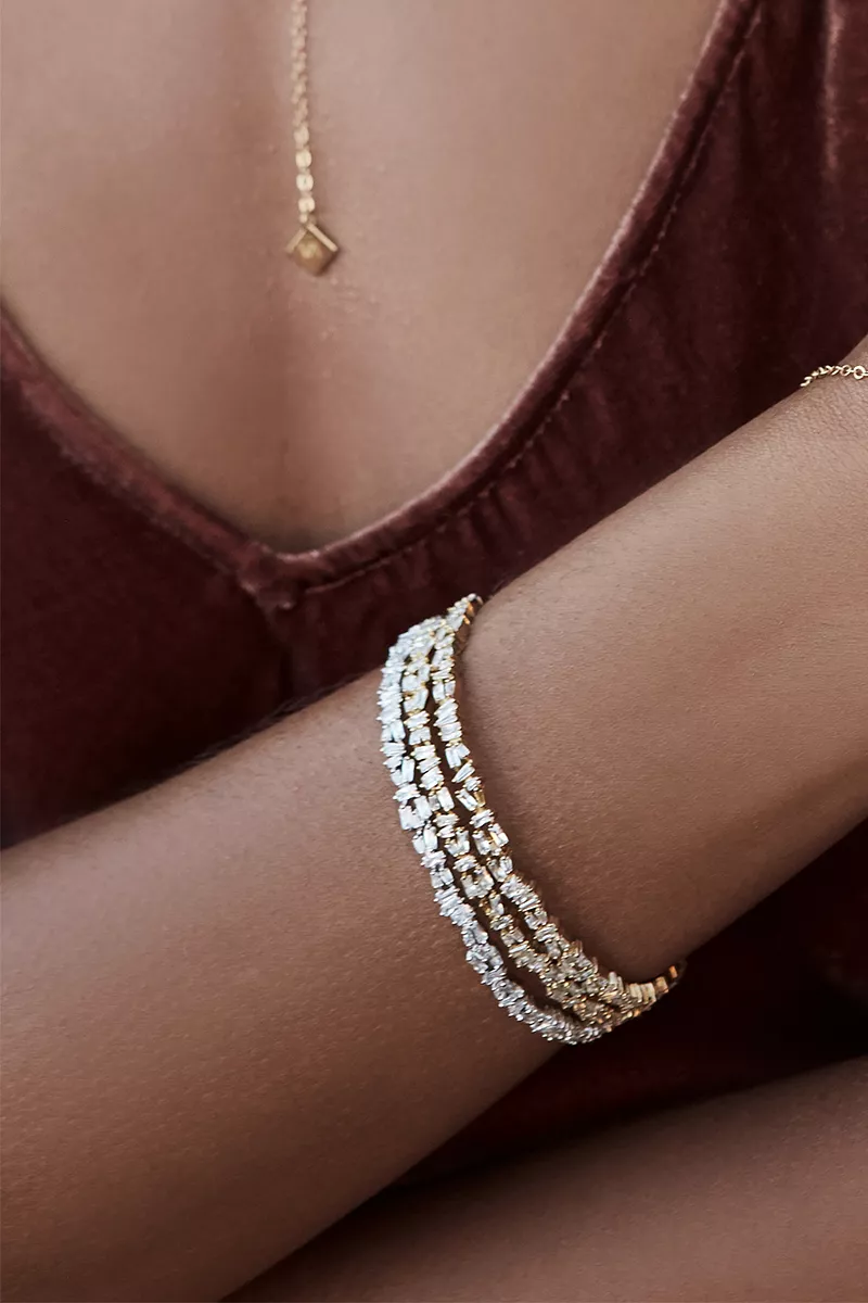 925 Gold Alta Crystal Cuff Bracelet