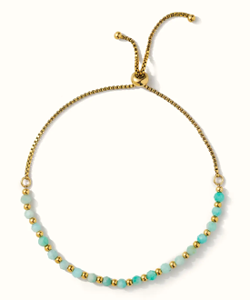 Amazonite Beaded Slider Bracelet - Gold