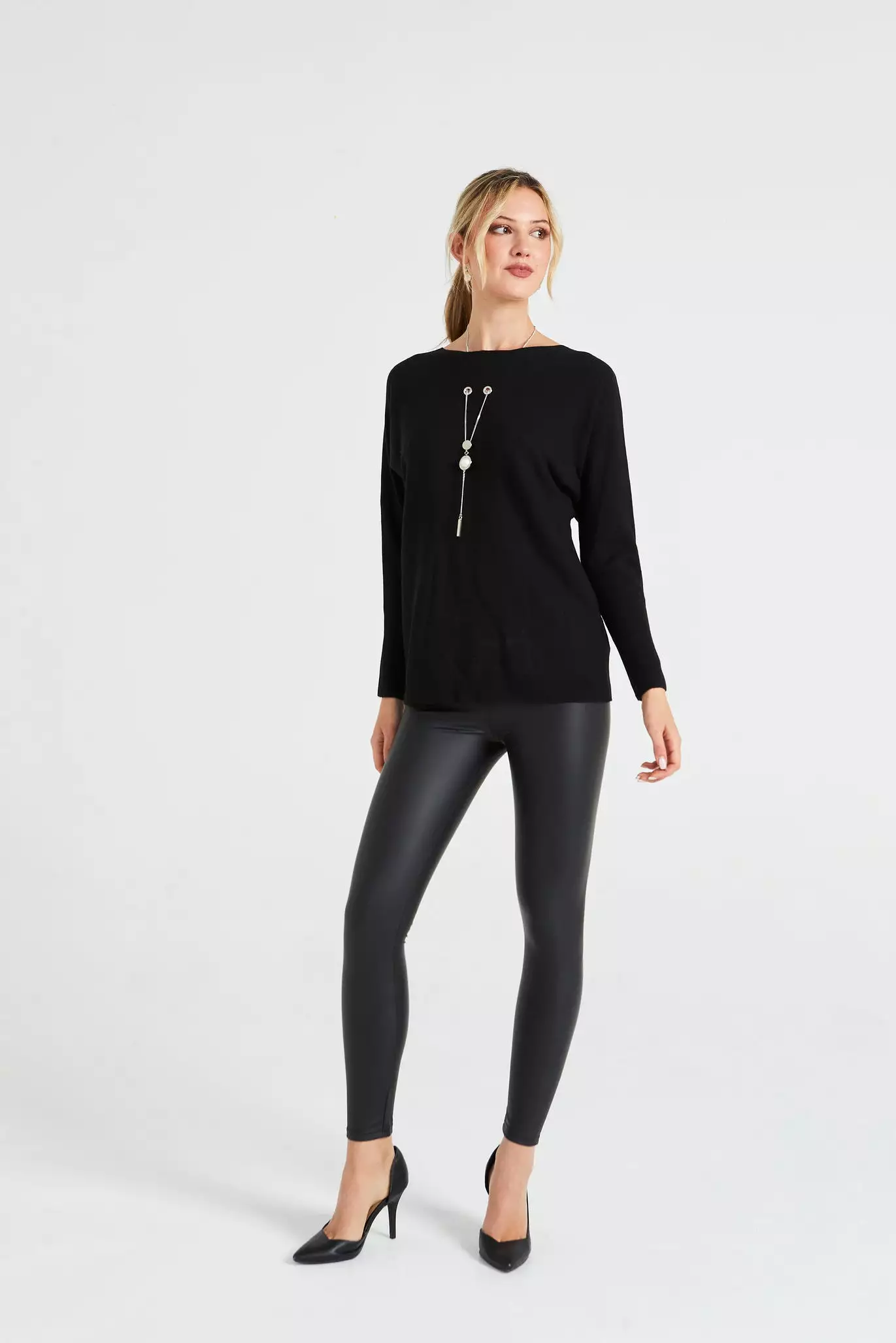 Angeleye Batwing Knitted Jumper With Necklace Detail