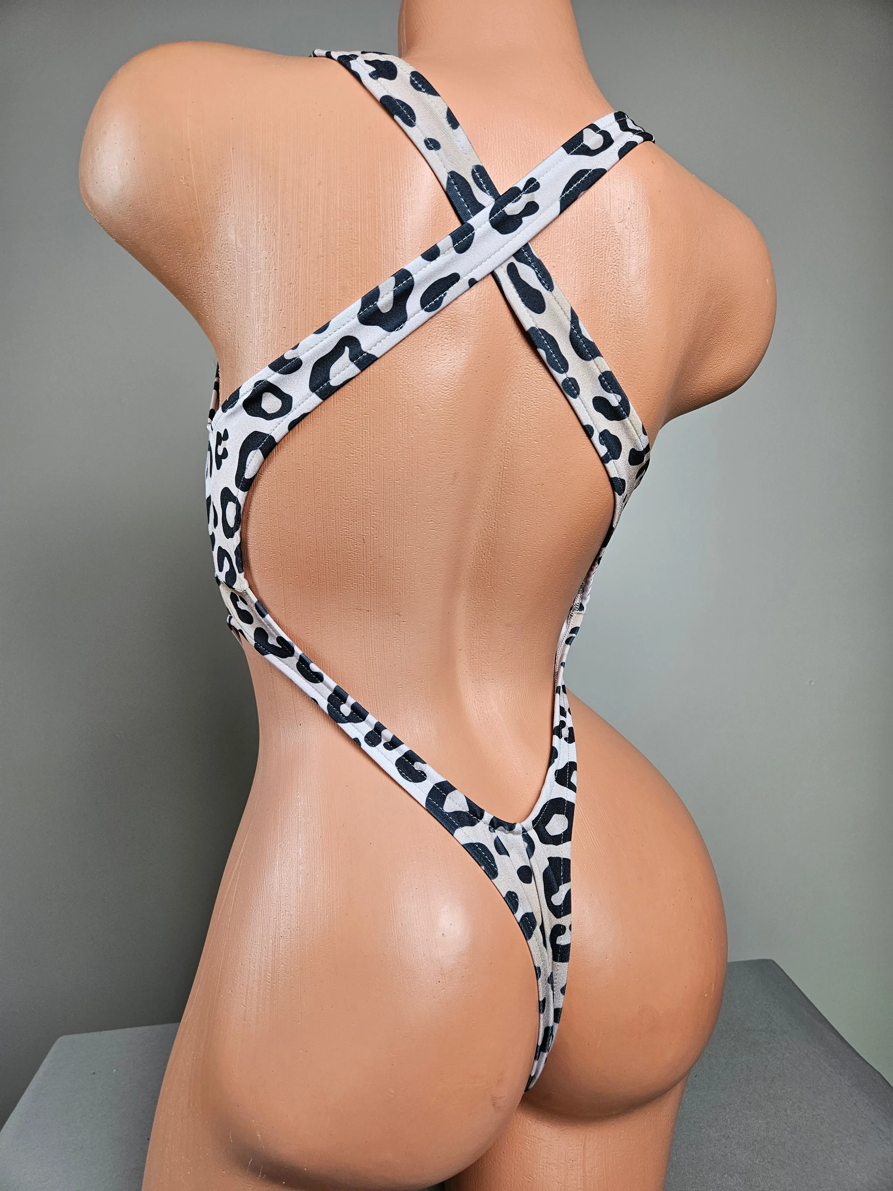 Animal Print X Back Monokini