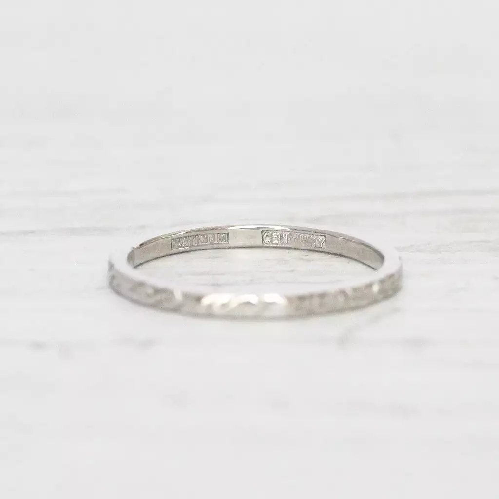 Art Deco Platinum Engraved Wedding Band