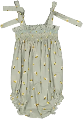 AUDREY SMOCKED/LUCY BUBBLE SET-Honey Bees Printed Cotton Cambric