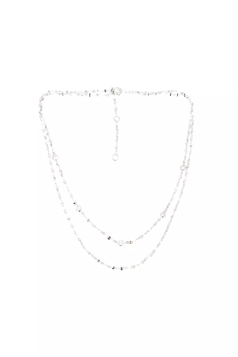 Aurora Double Chain Choker in Silver