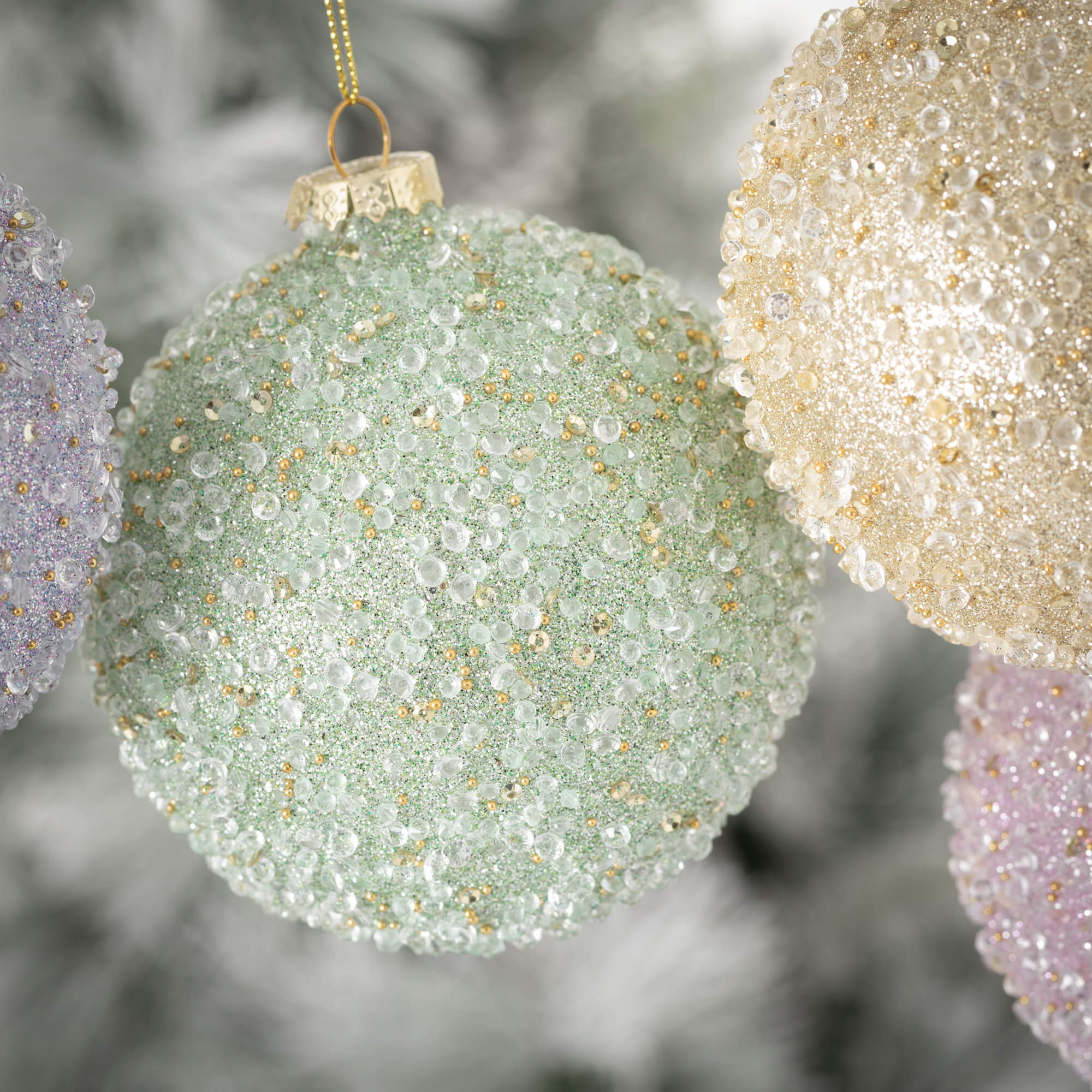 Beaded Ball Ornament Set Of 4