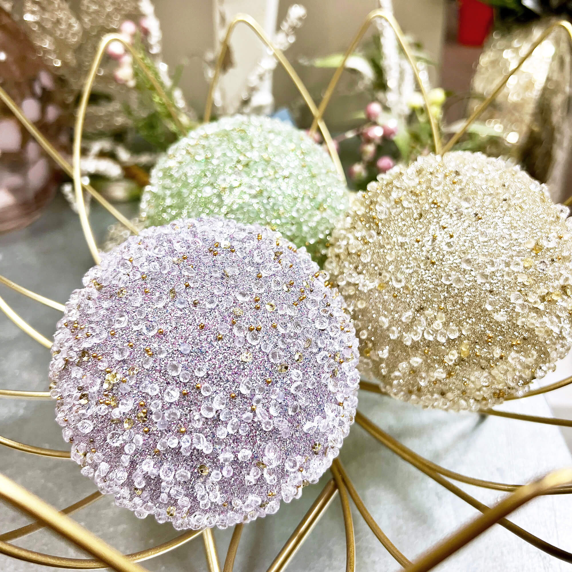 Beaded Ball Ornament Set Of 4