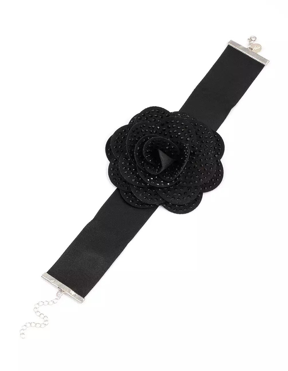 Black Crystal Statement Flower Choker