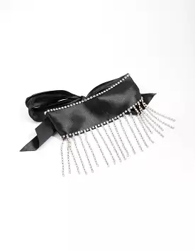 Black Fabric Diamante Drop Choker