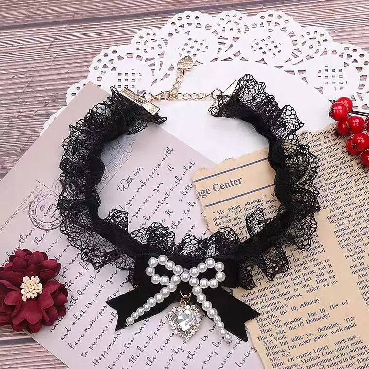 black lace choker handmade