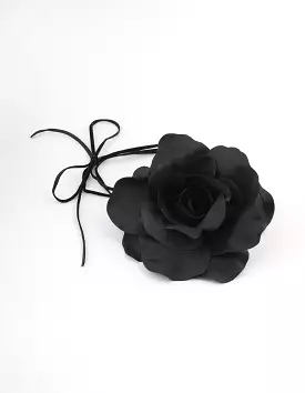 Black Large Flower Choker