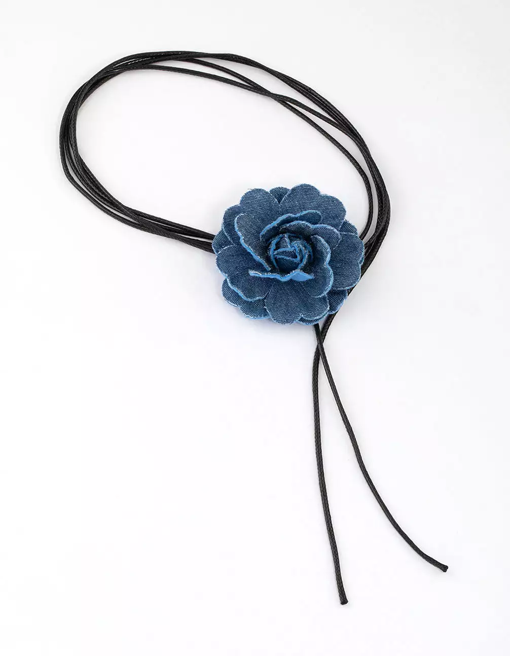 Blue Denim Cord Flower Choker