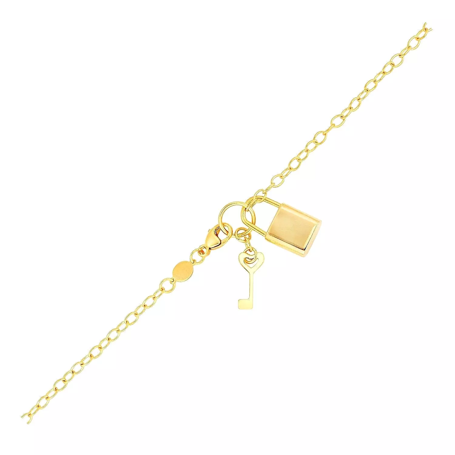 Bracelet with Lock and Key in 14k Yellow Gold