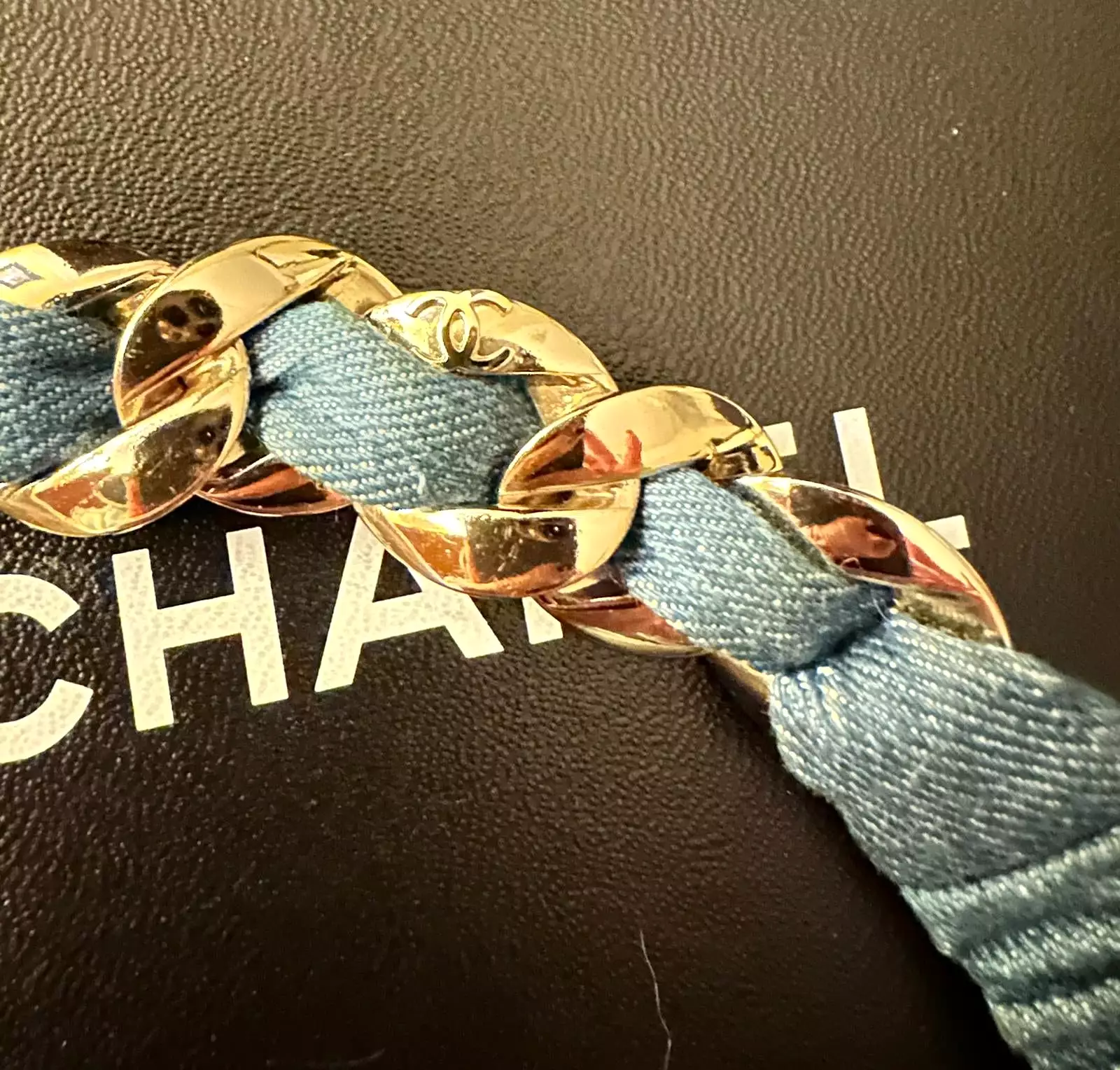 Chanel 08C 2008 Cruise Denim Chain Link Headband Hair Accessory, Necklace, Bracelet