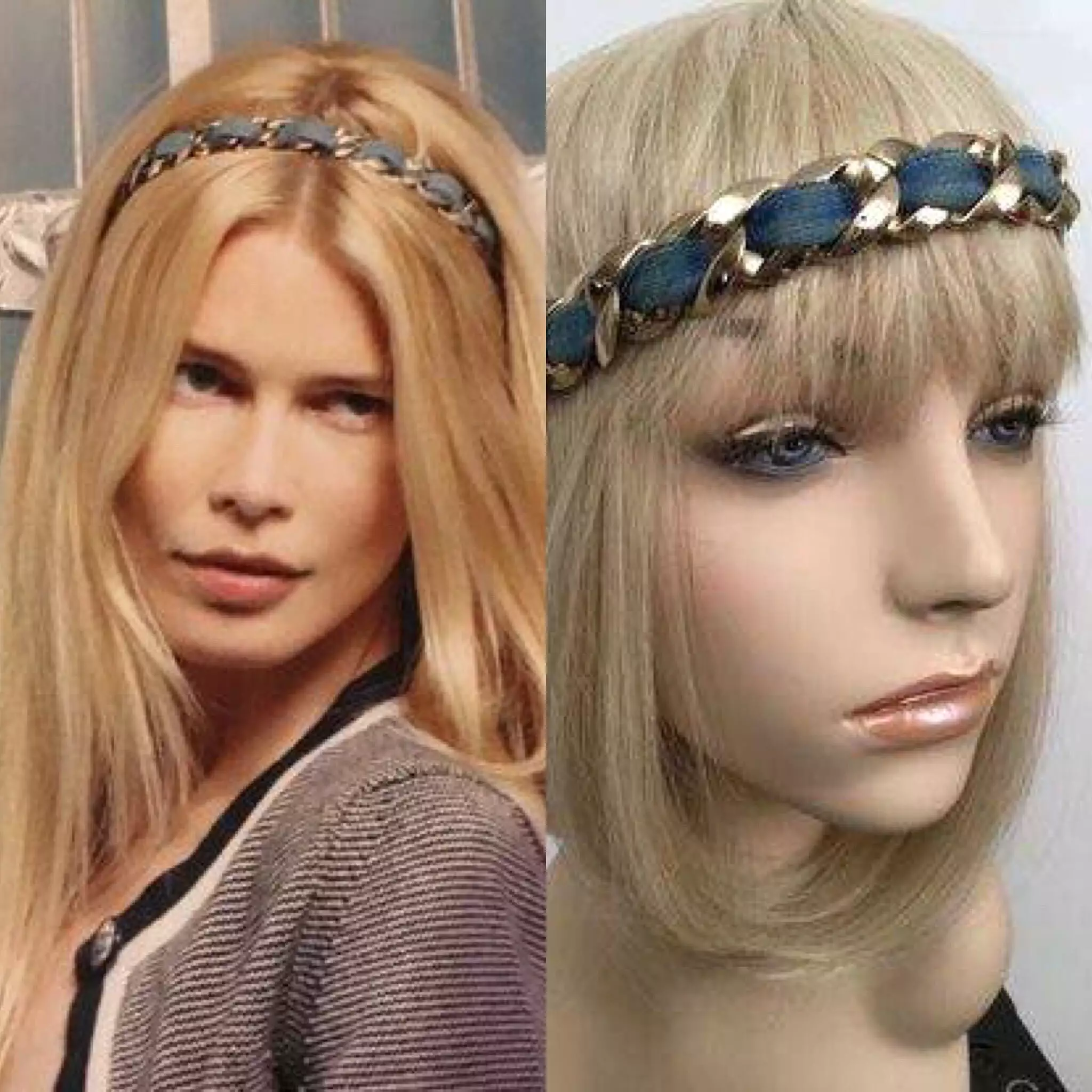 Chanel 08C 2008 Cruise Denim Gold Chain Headband/Necklace/Bracelet