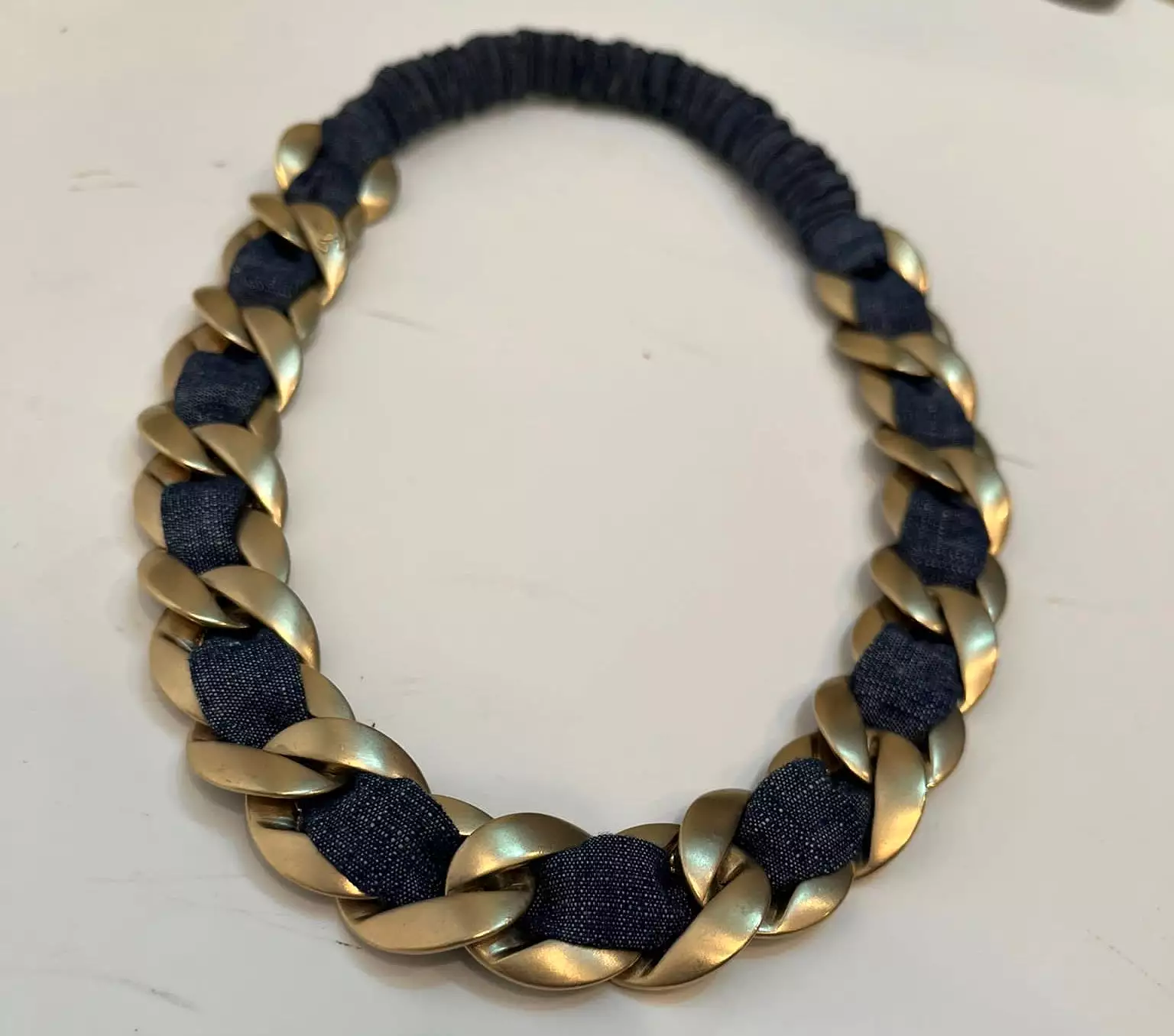 Chanel 08C 2008 Cruise Denim Gold Chain Headband/Necklace/Bracelet