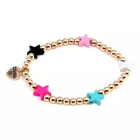 Charm it! - Gold Bead Multi Star Stretch Bracelet