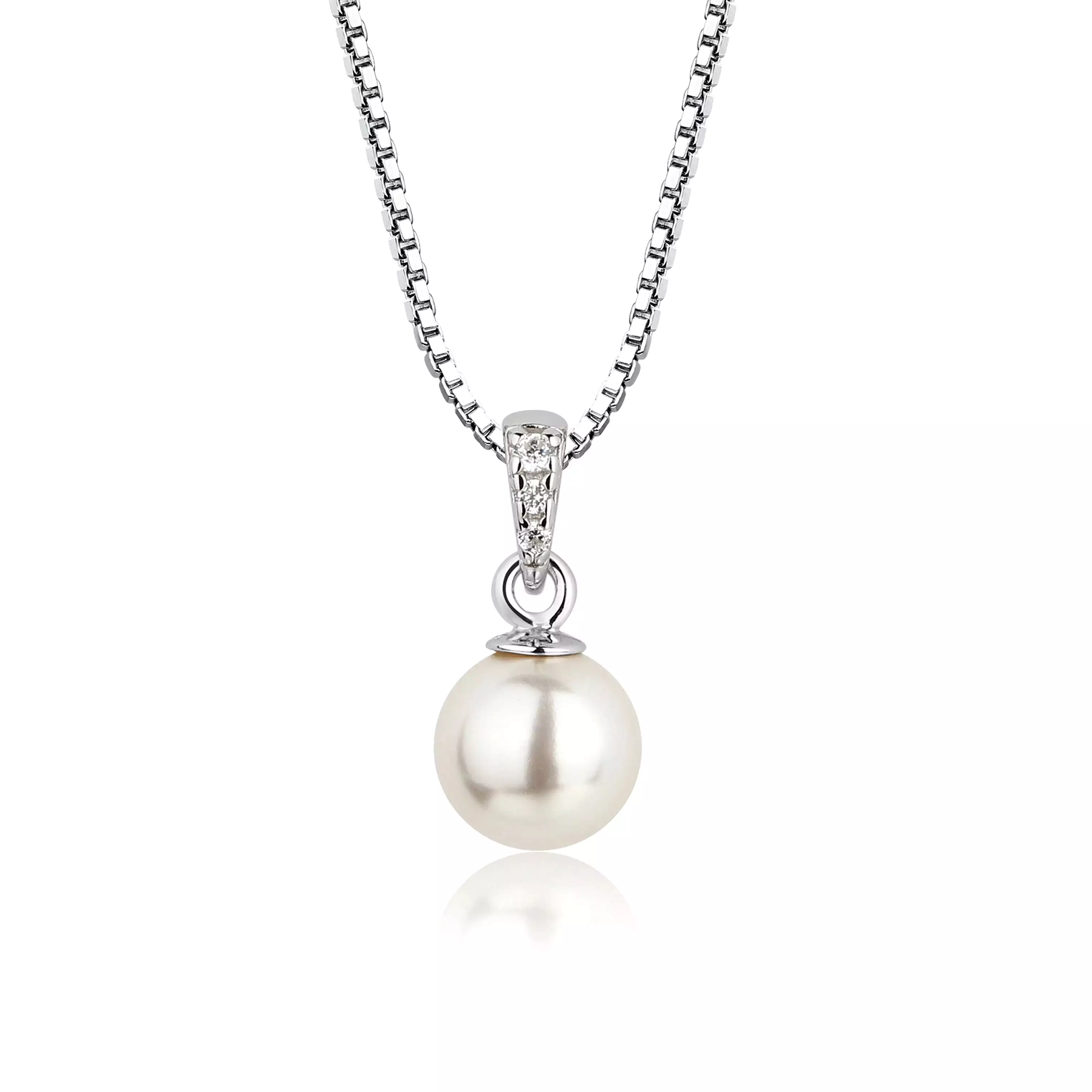 Cherished Moments - Sterling Silver Child's White Pearl Necklace