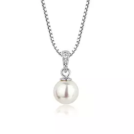 Cherished Moments - Sterling Silver Child's White Pearl Necklace