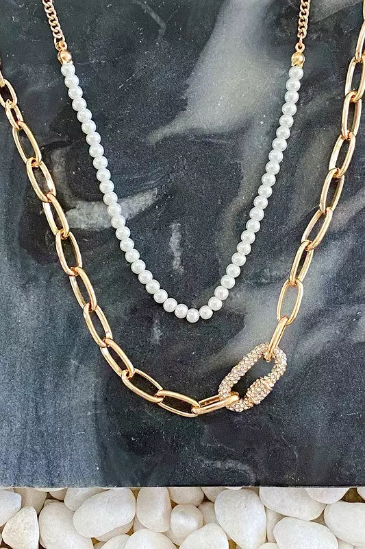 Classic Duo Layered Pearl Necklace Set