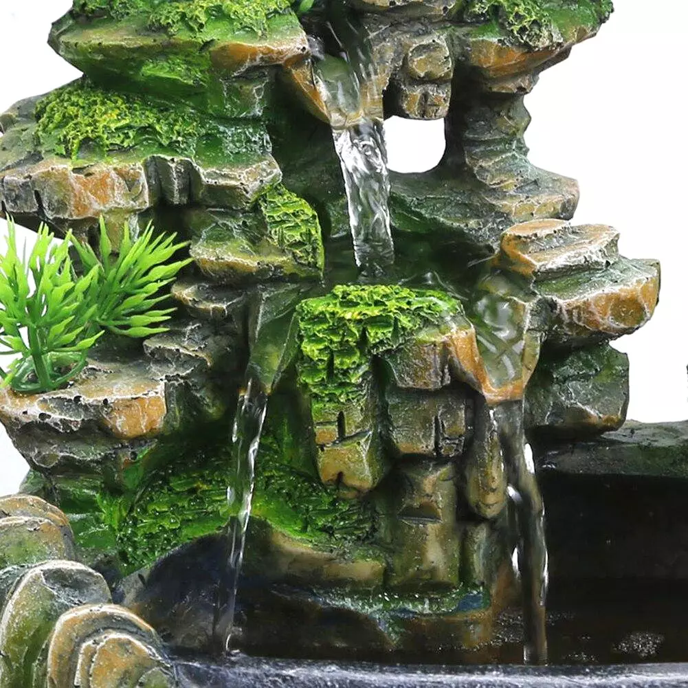 Creative Indoor Simulation Resin Rockery Fake Tree Feng Shui Waterfall Fountain Ornament