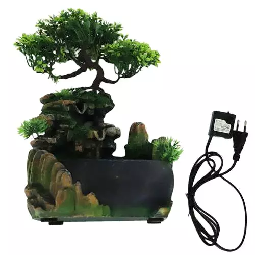 Creative Indoor Simulation Resin Rockery Fake Tree Feng Shui Waterfall Fountain Ornament