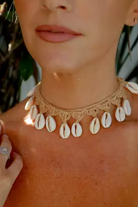 Crochet Cowrie Shell Choker