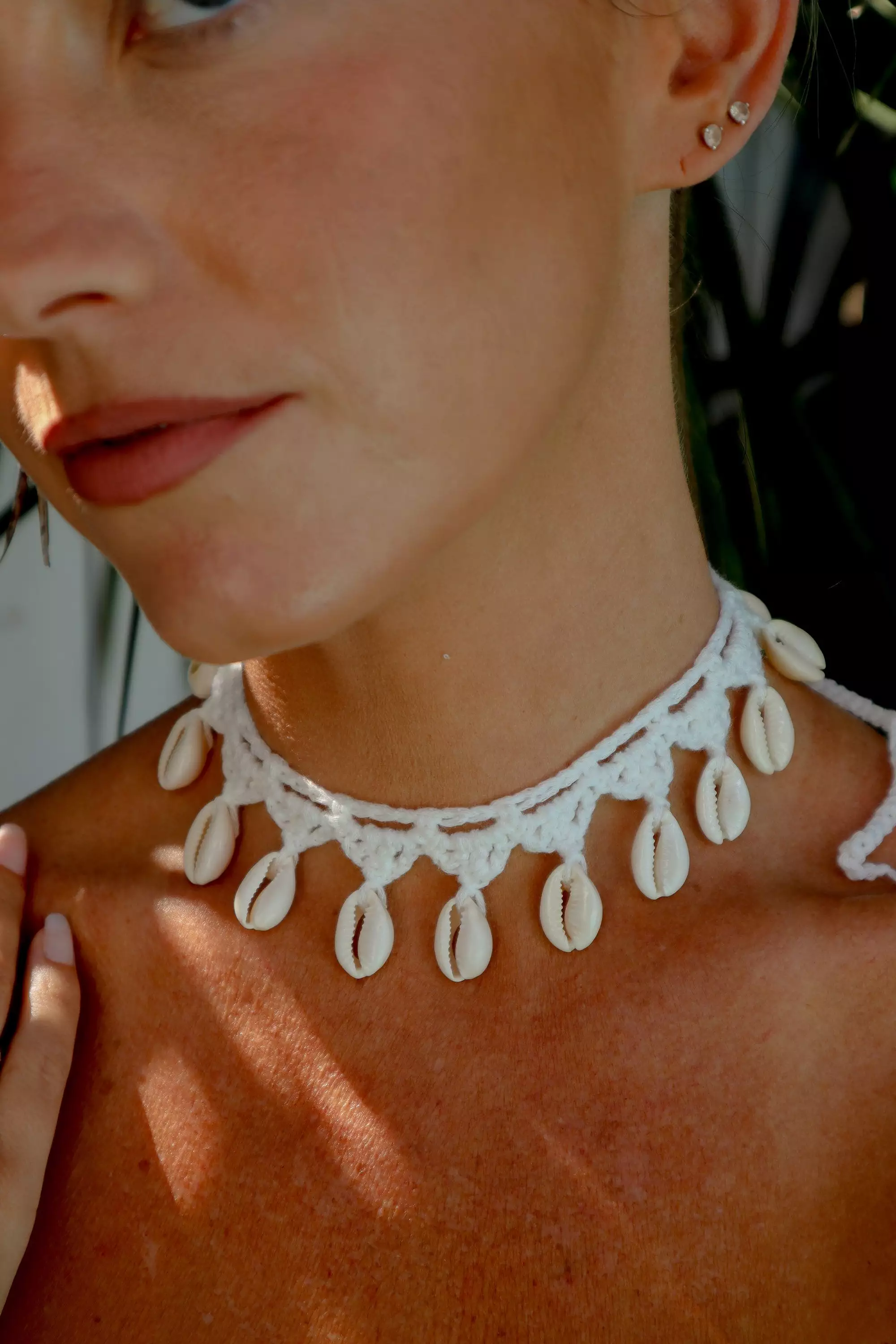 Crochet Cowrie Shell Choker