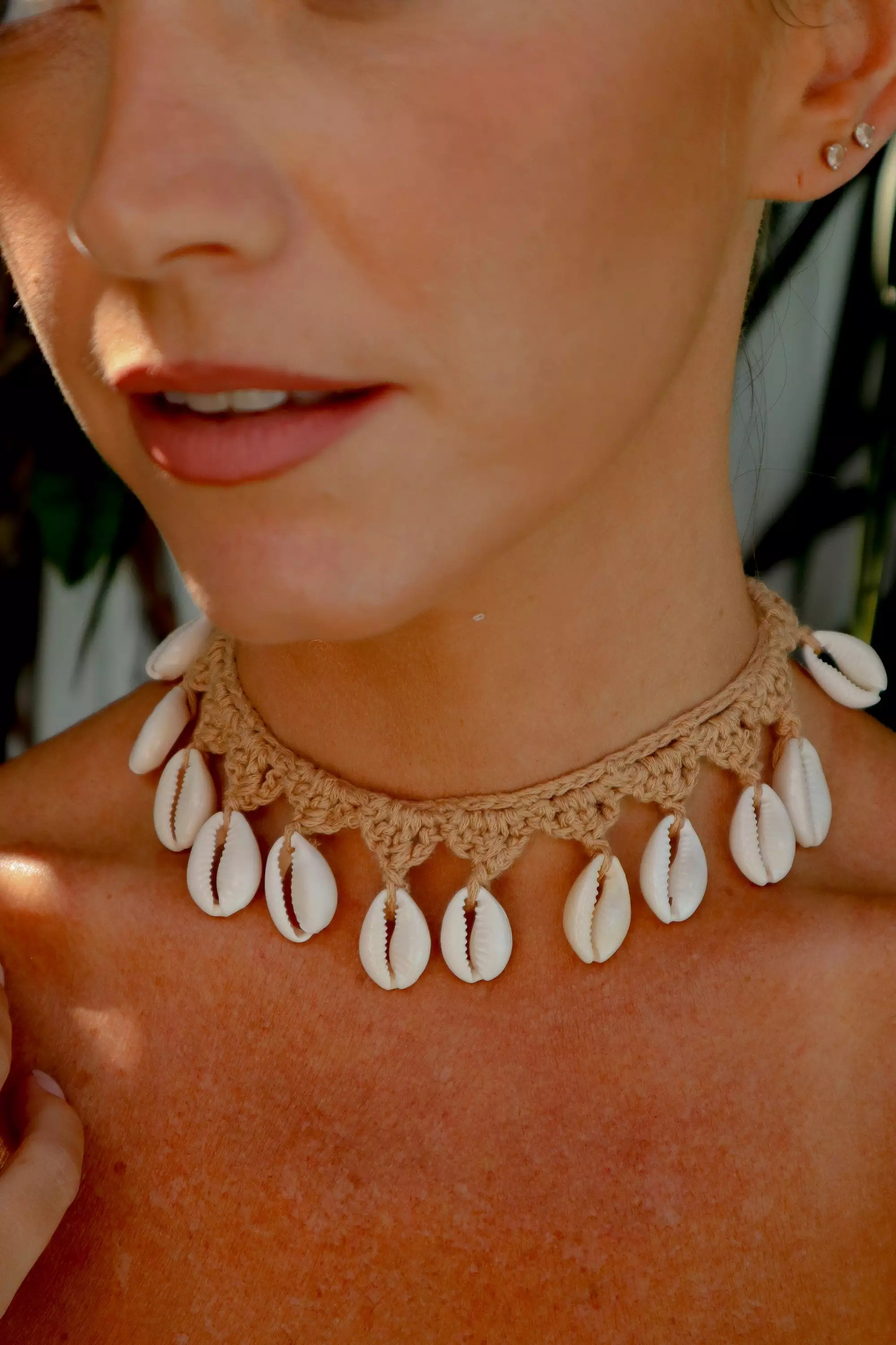 Crochet Cowrie Shell Choker