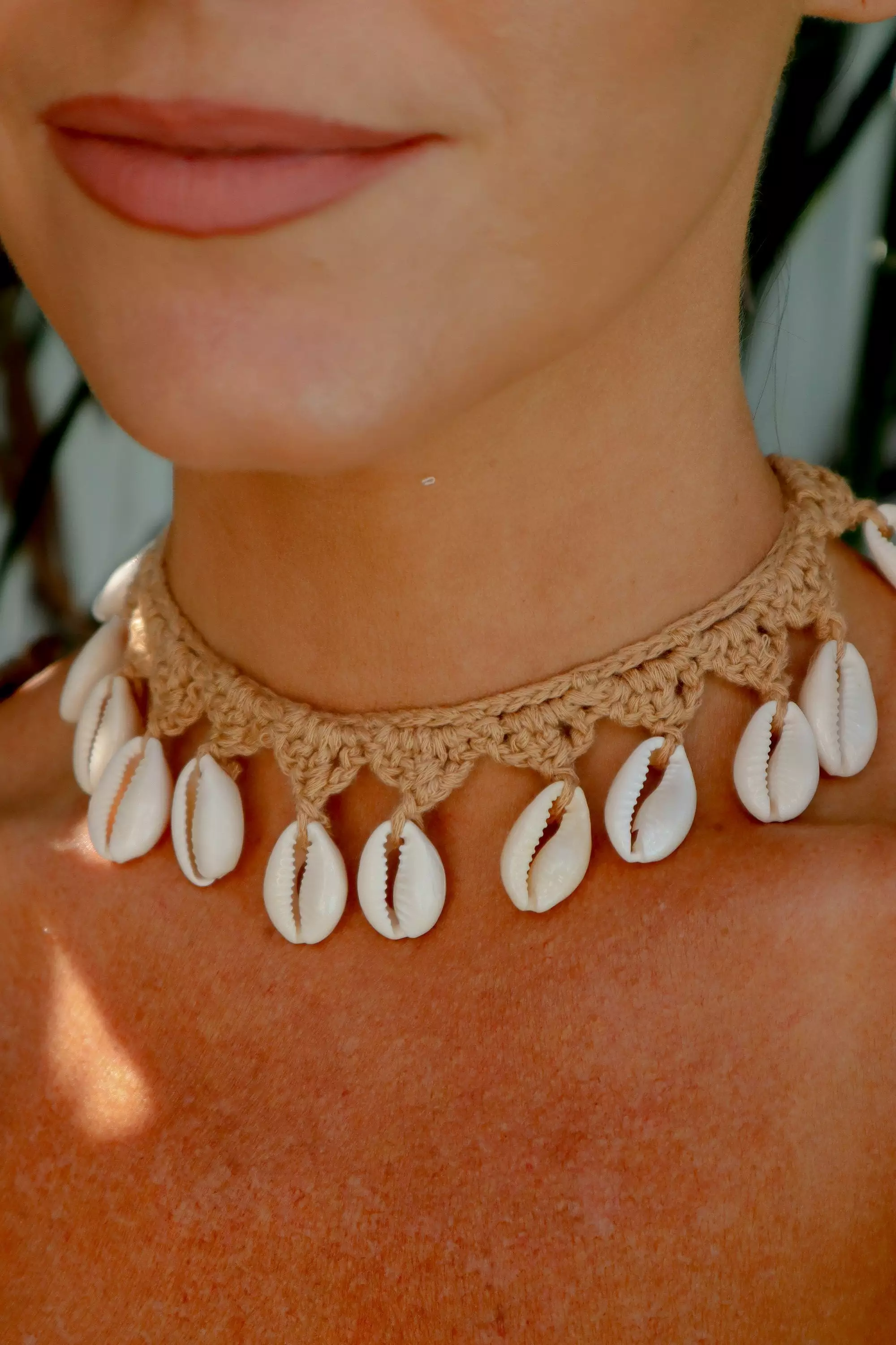 Crochet Cowrie Shell Choker