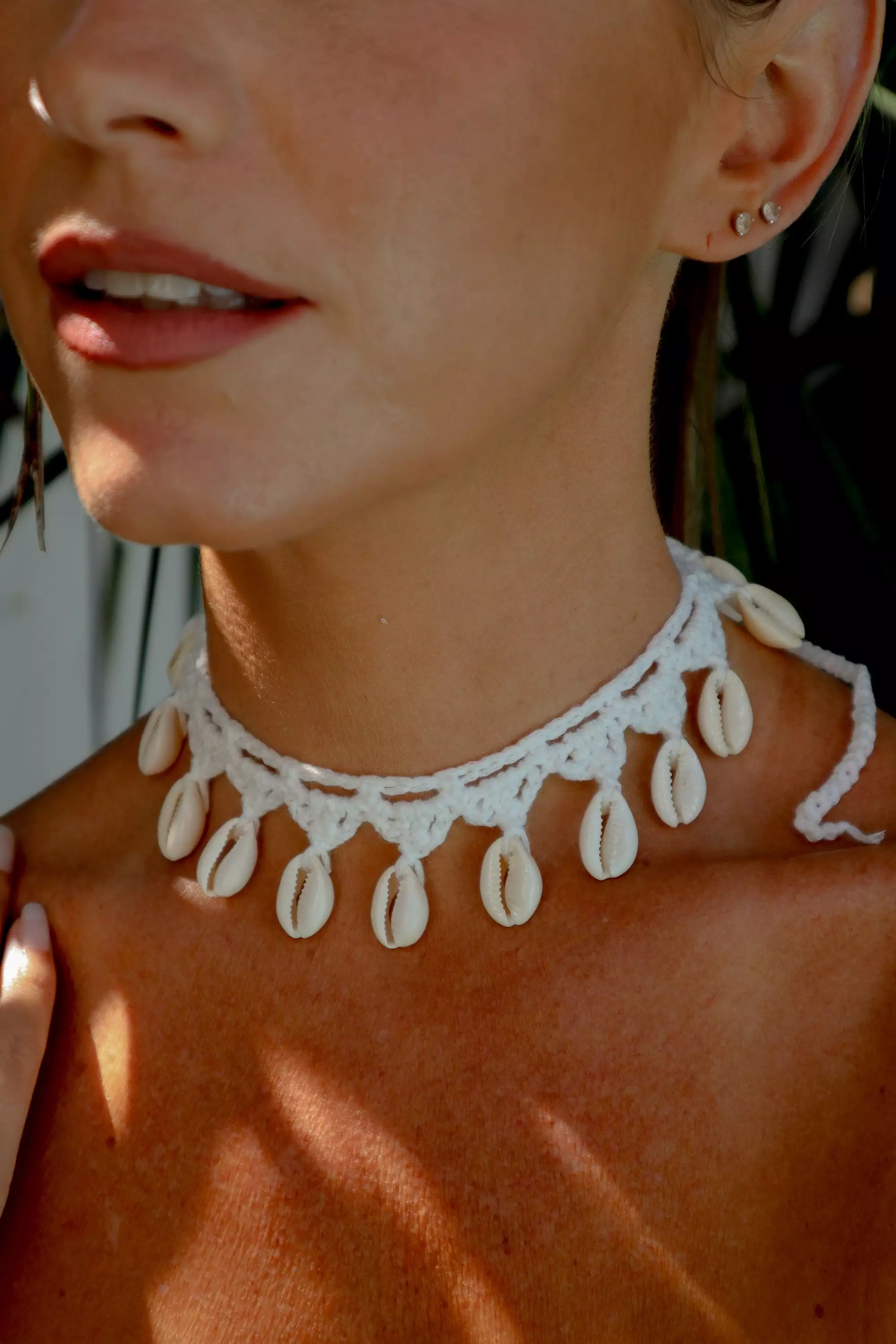 Crochet Cowrie Shell Choker