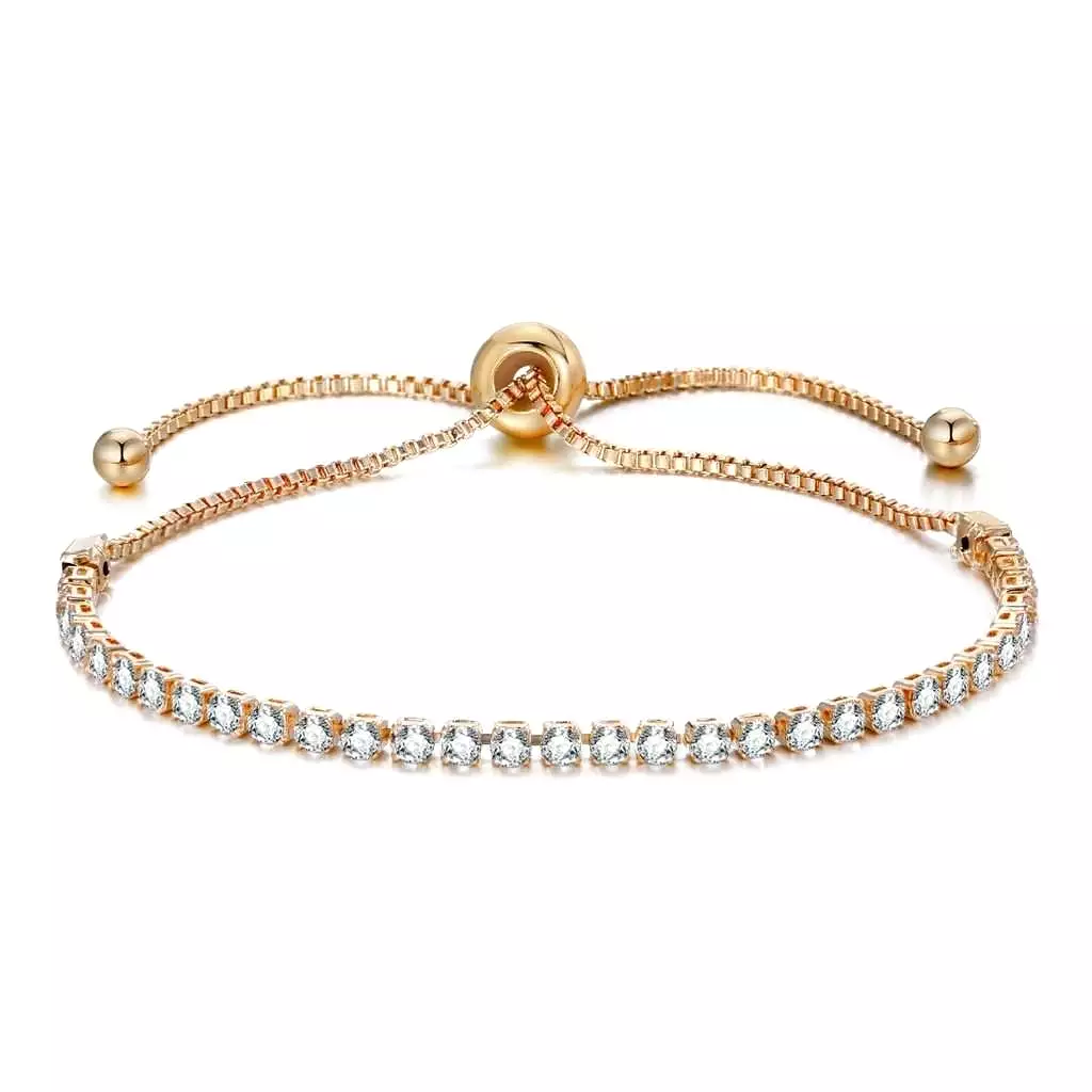 Crystal Adjustable Gold Tennis Bracelet