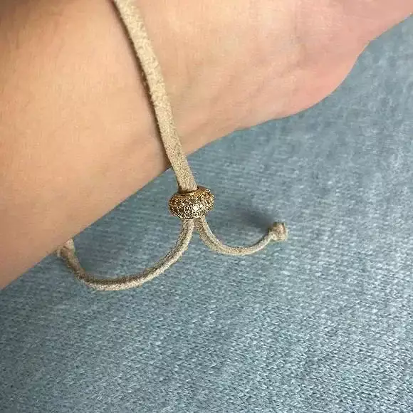 Crystal Band On Leather Bracelet