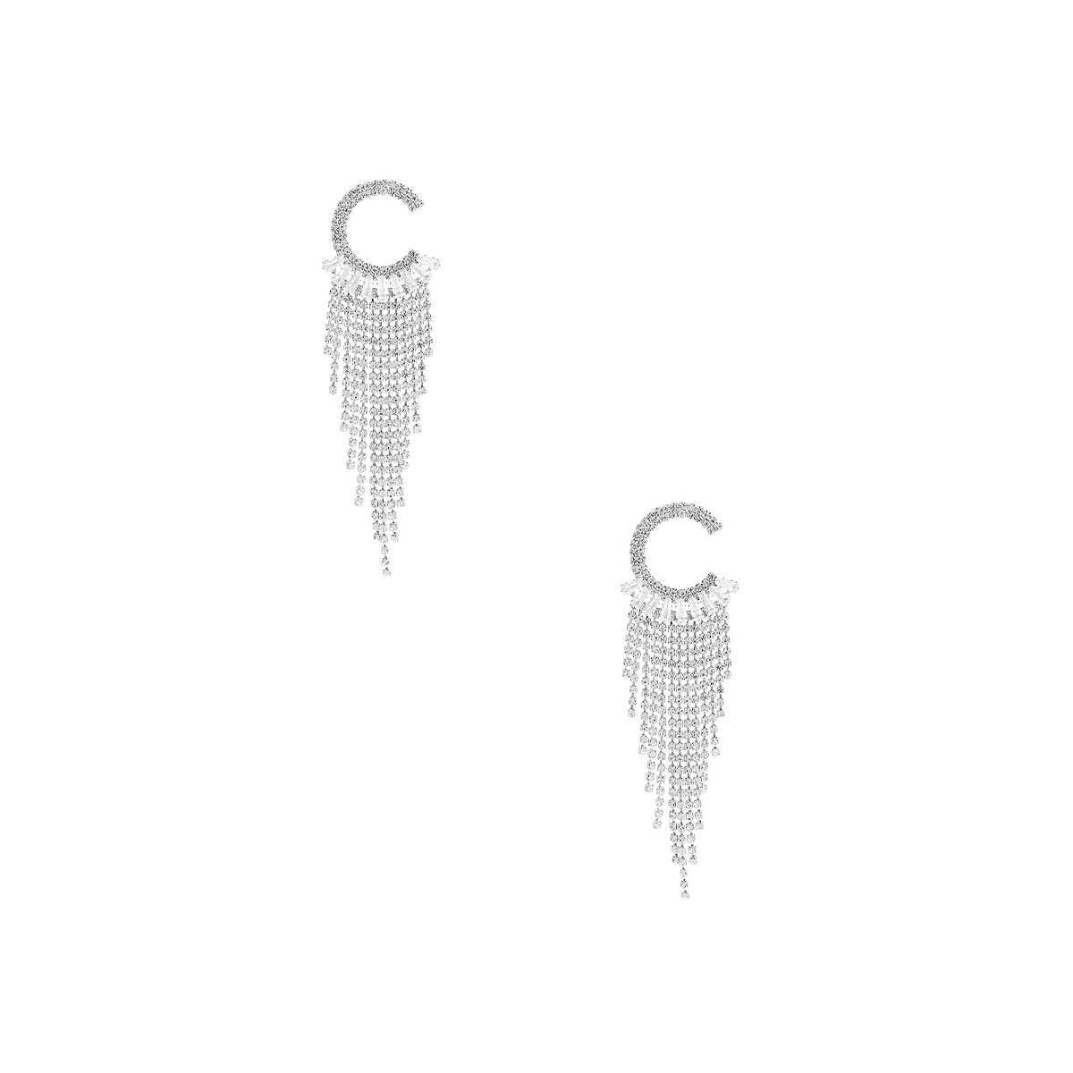 Crystal C Shape Baguette Fringe Earring