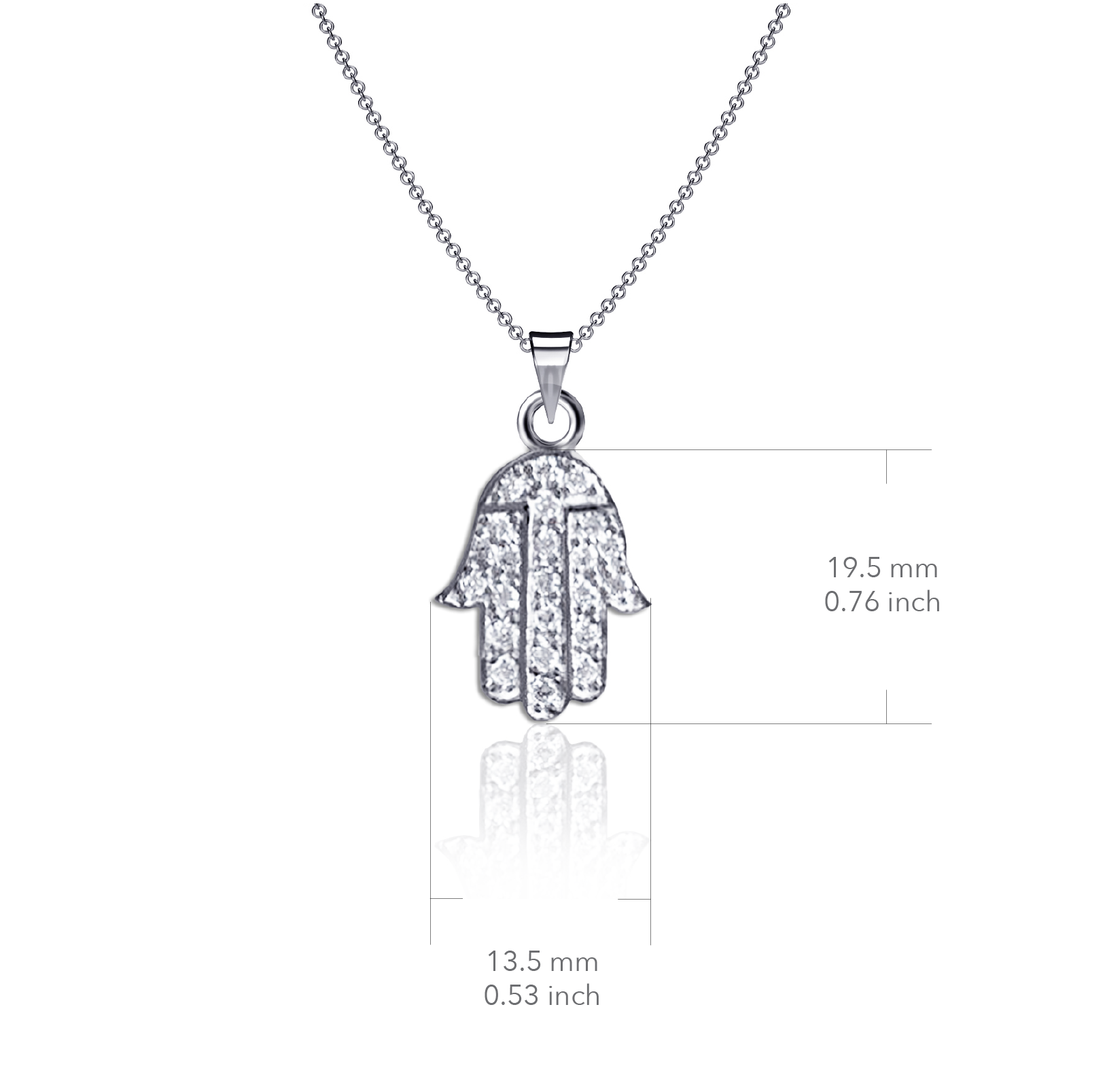 Crystal Hamsa Necklace - Silver