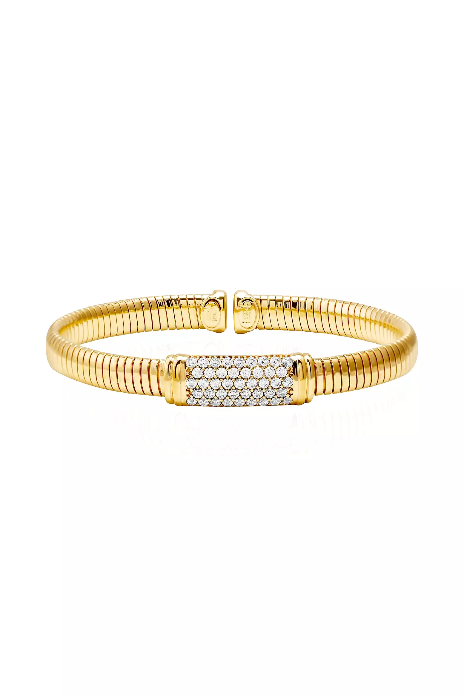 Crystal Pavé Filo Tubogas Bracelet in 925 Silver Gold