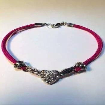 Crystal Wings and Heart Pink Bracelet