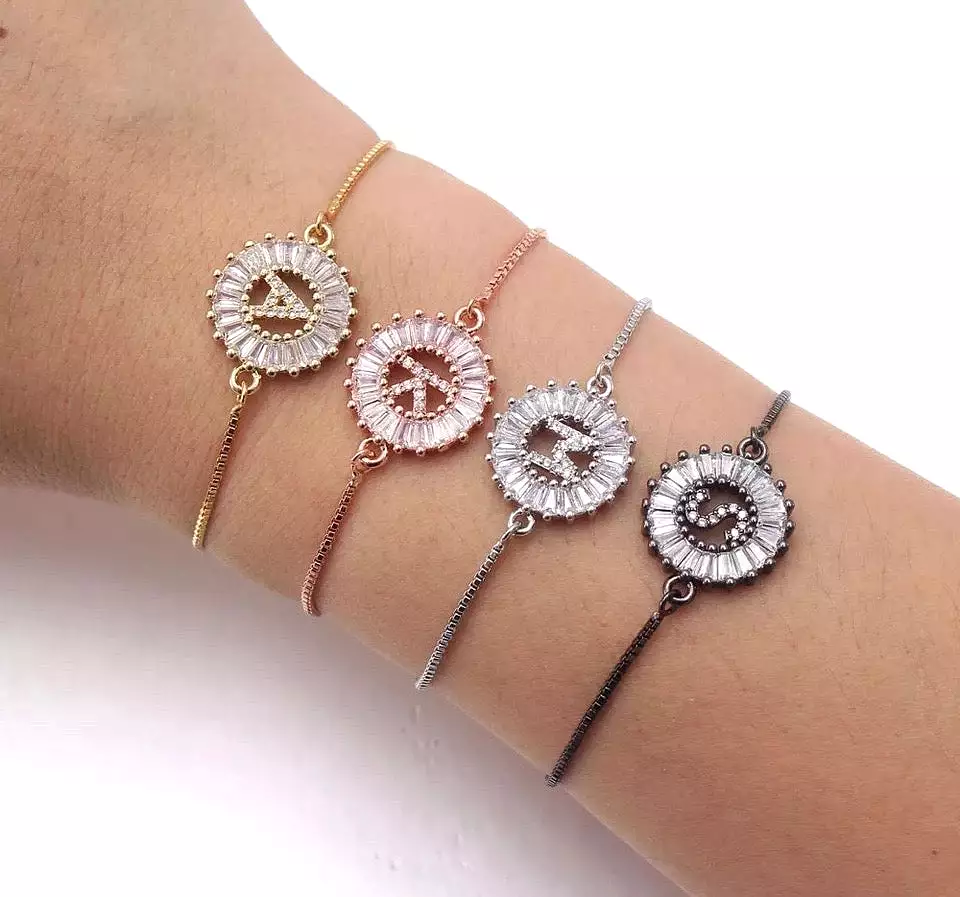 Cubic Zirconia Initial Bracelet