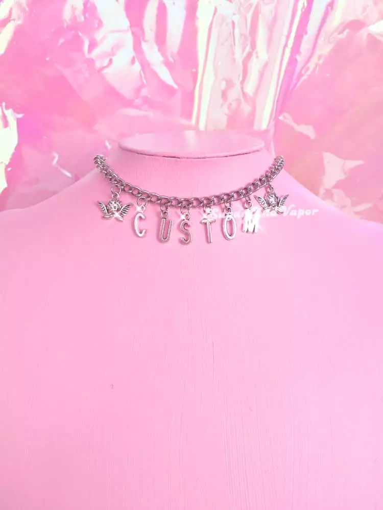 Custom Metal Letters Angel Chunky Chain Choker